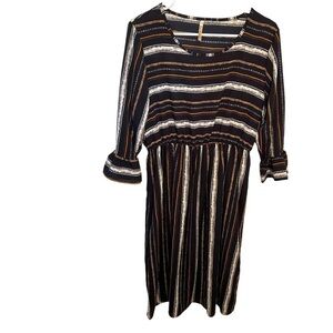 Paolino Midi Dress Navy White Stripes